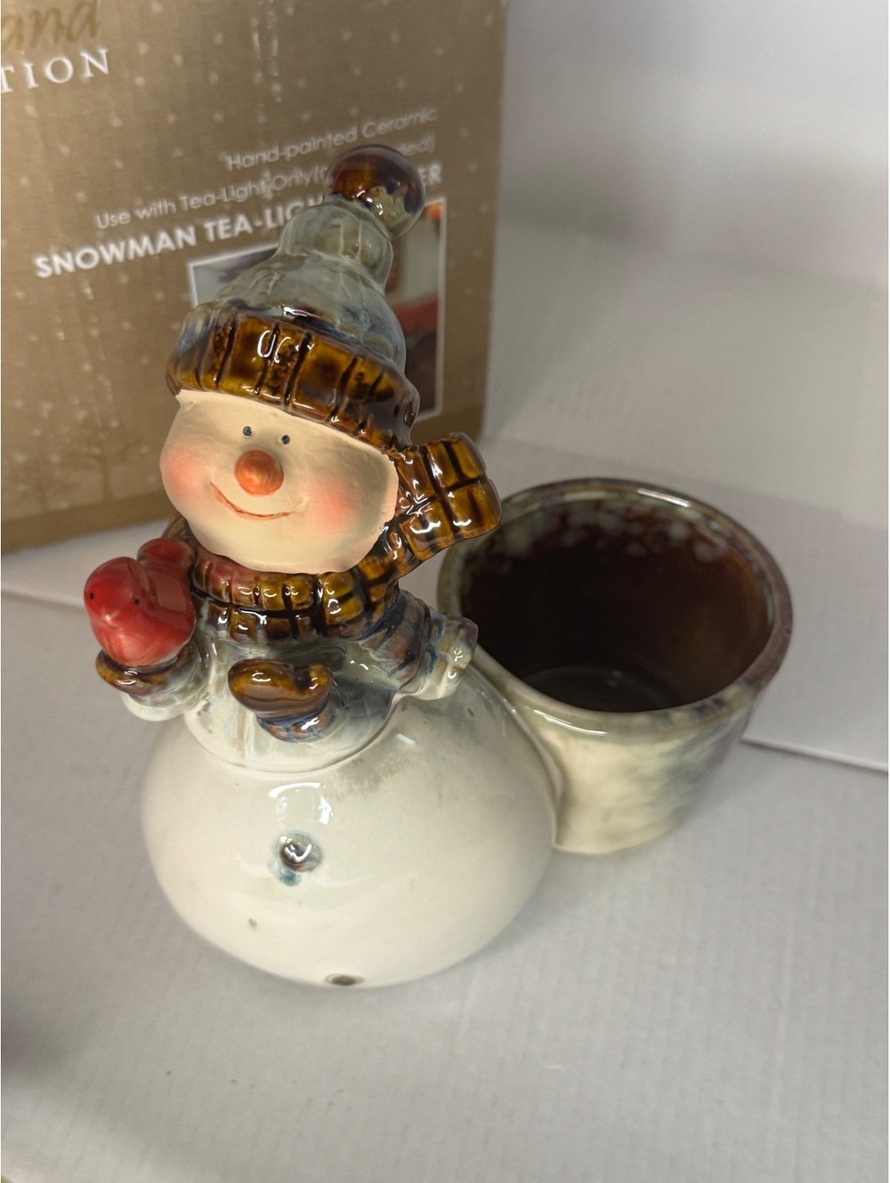 Snowman tea light holder with box
